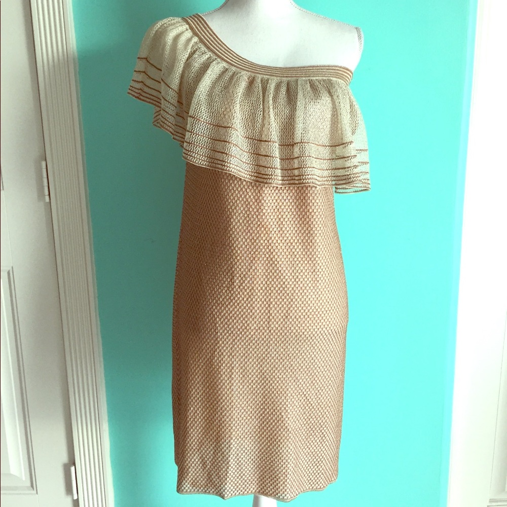 M Missoni Patterened Knit Off Shoulder Dress